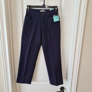 Lee Relaxed Fit, Stretch, Plain Front Straight Leg Pants, NWT, 6S, Navy Blue